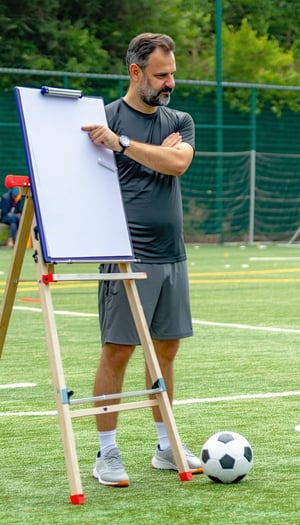 Soccer coach technical session with drawing board-1